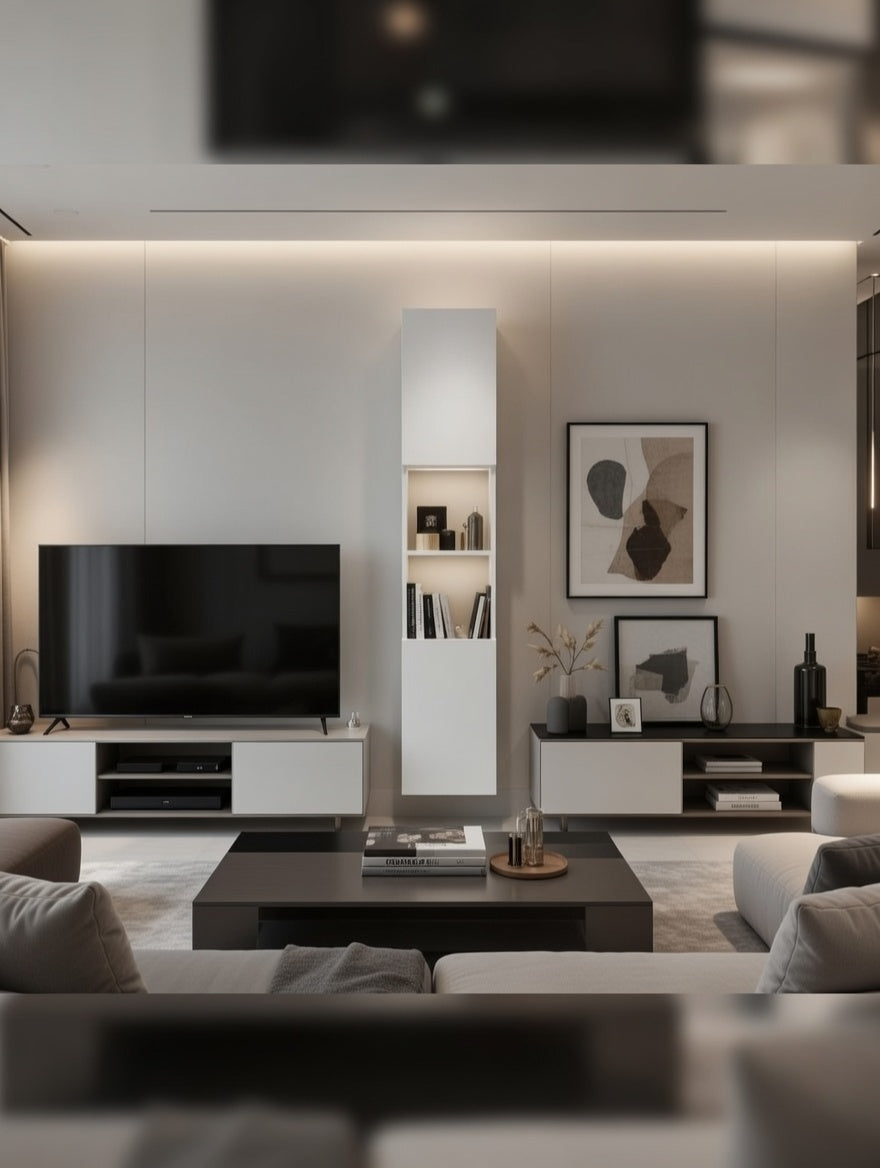 Wall cabinet in lacquered white gloss finish