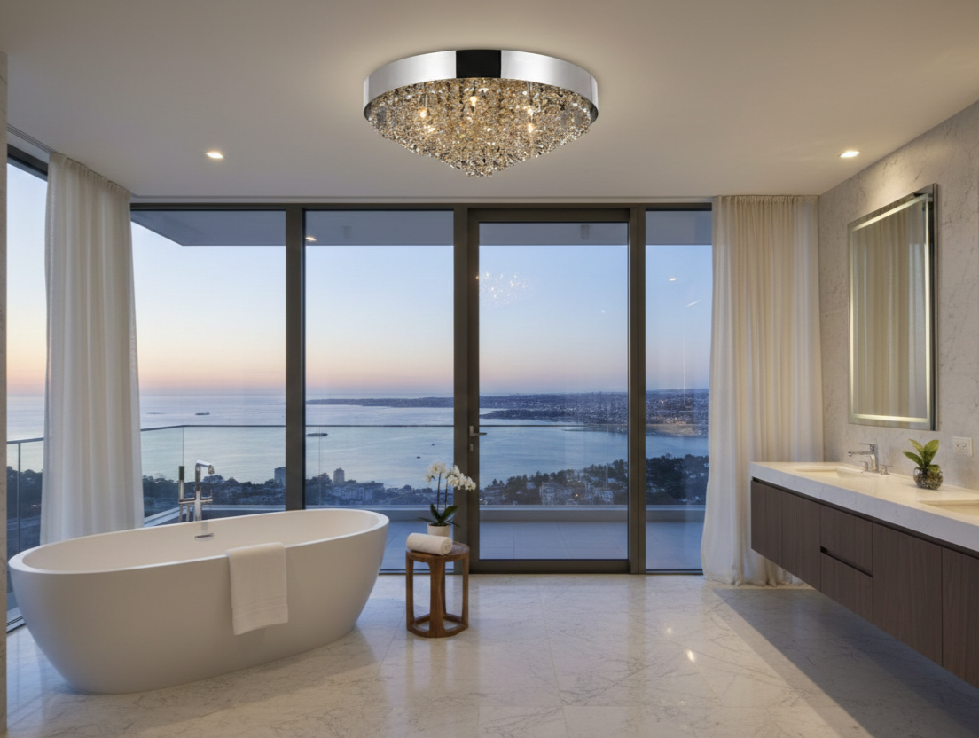 Éclat Doré Modern Crystal Flush Mount Chandelier