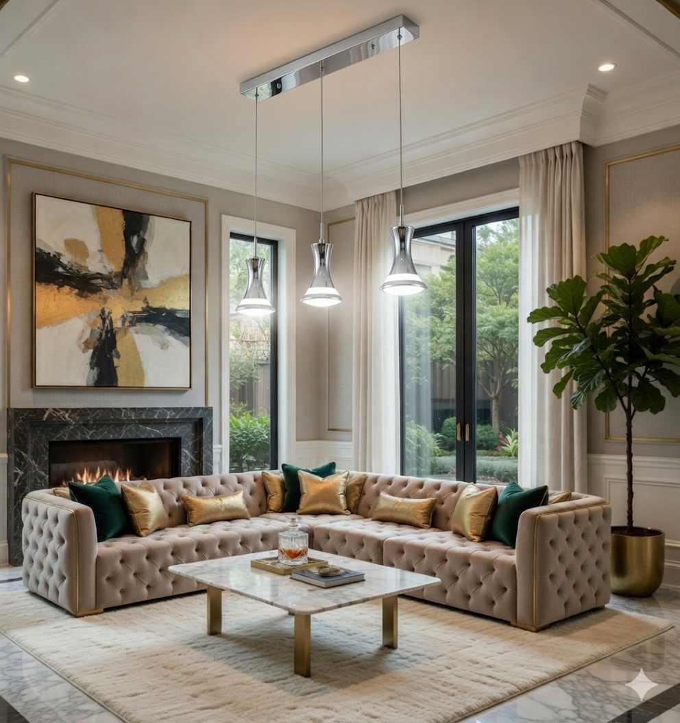 Maison Celestine chromed 3 light pendant