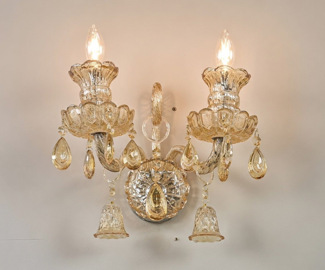 Marseille elegante amber crystals 2 light sconse