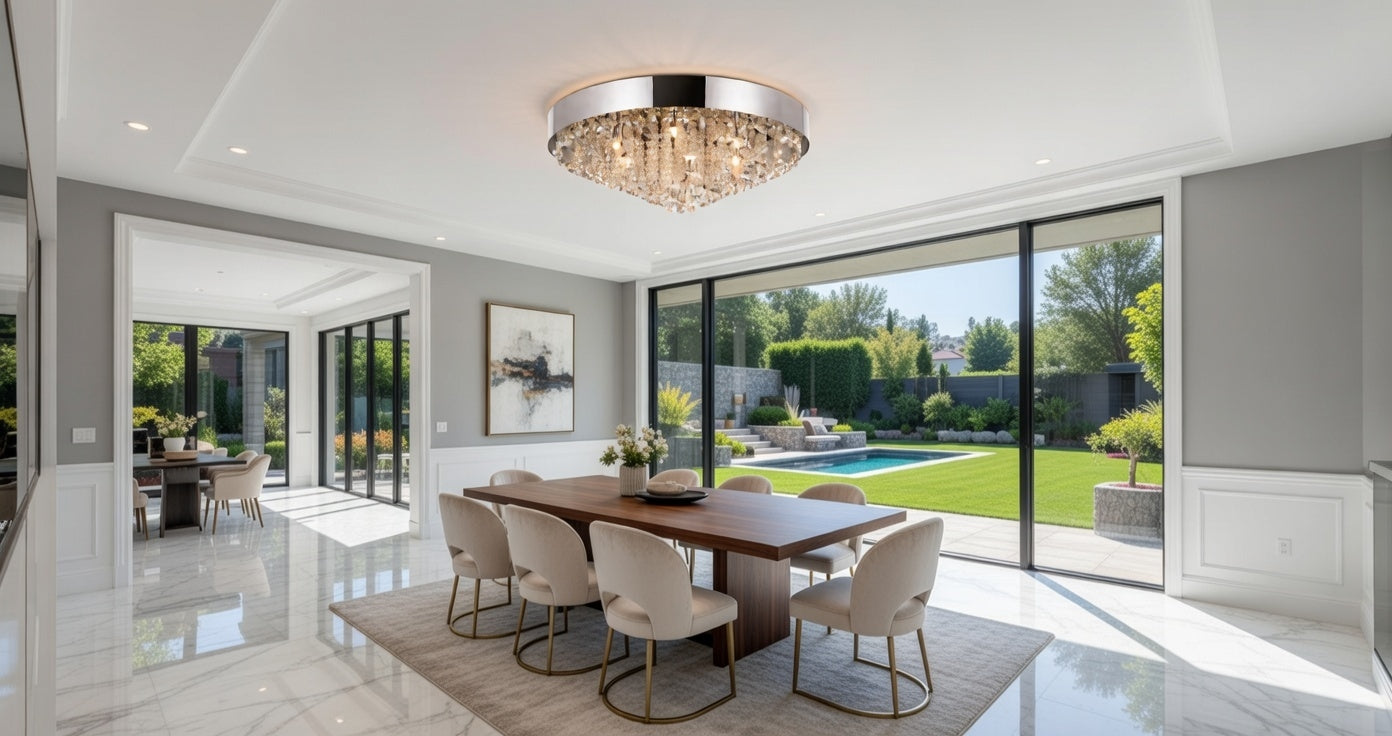 Éclat Doré Modern Crystal Flush Mount Chandelier