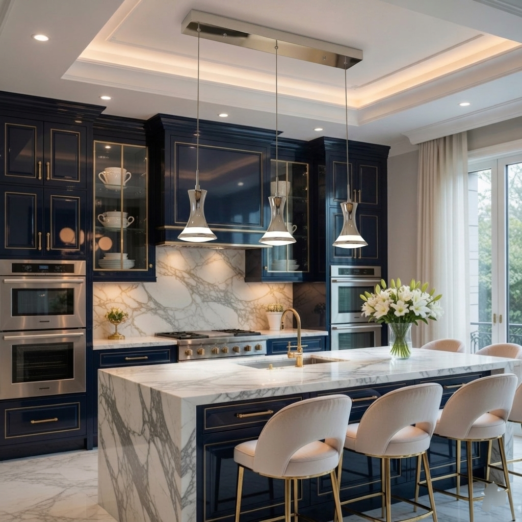 Maison Celestine chromed 3 light pendant