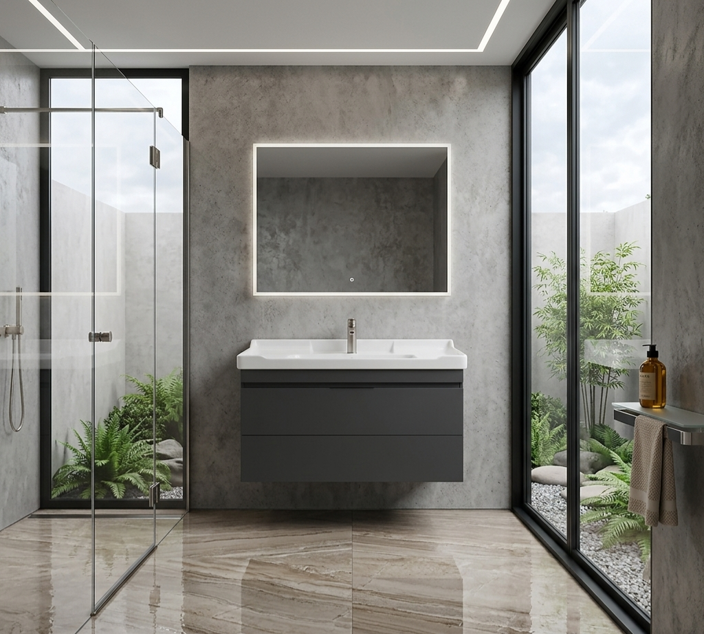 36'' Milano modern laquered floating bathroom vanity with  top