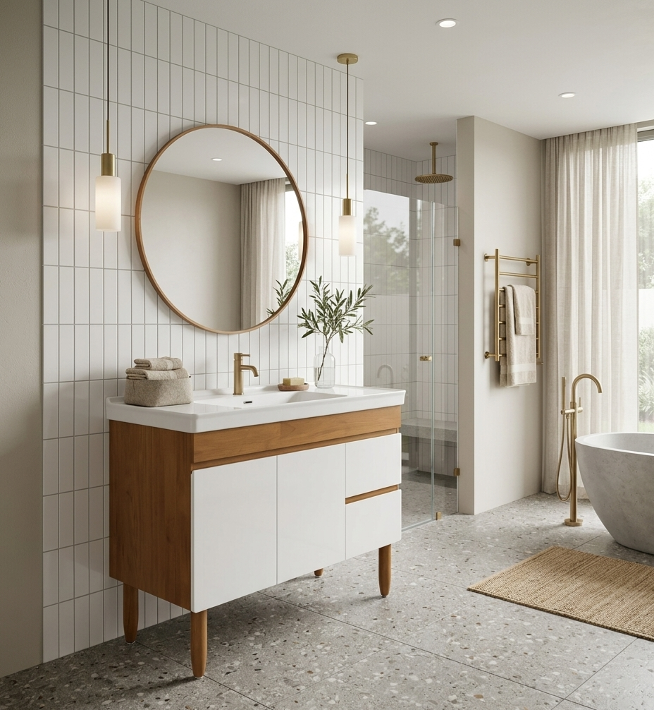 31.5'' Valence wood bathroom vanity with sink (Freestanding or Floating)