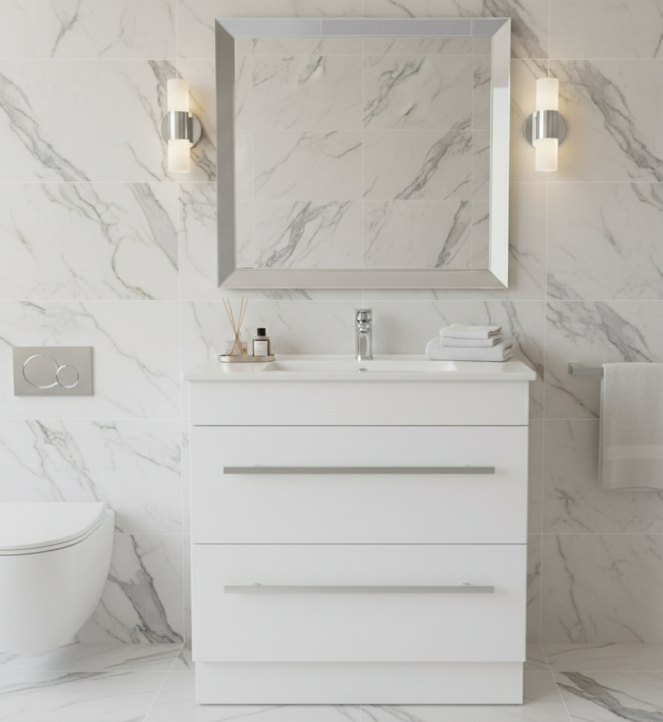 36'' The Aurora High-Gloss Lacquered Vanity with countertop and an integrated sink