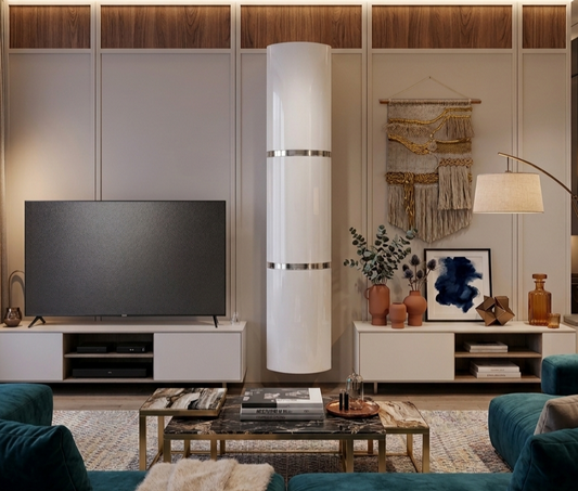 60'' Wall cabinet in  white lacquered high gloss finish with silver accents