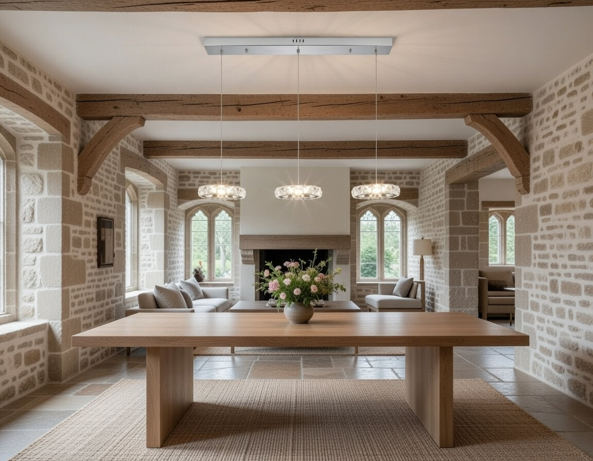 Lumière Éclatante — Modern Crystal Trio LED Pendant