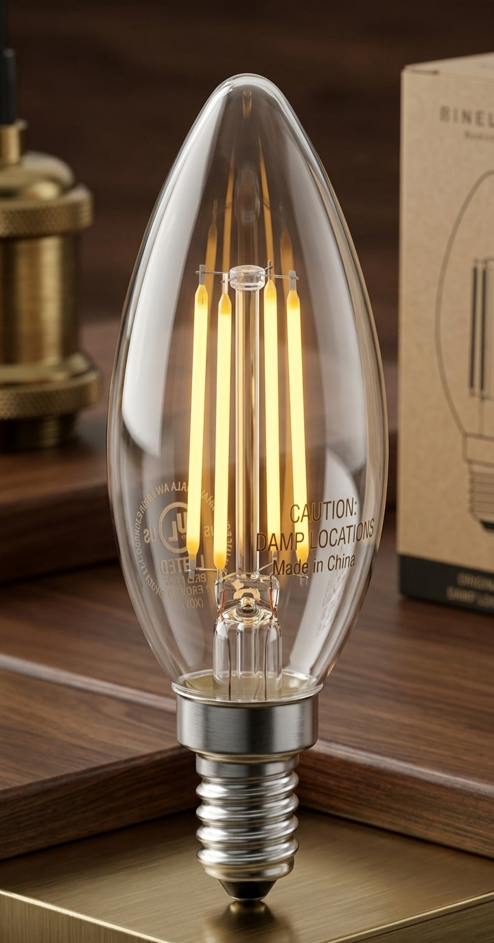 Bright Or 4W Dimmable LED Filament Candelabra Bulb (2700K)