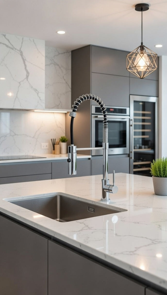 The Monaco Spring Pull-Down Kitchen Faucet – Modern Precision in Polished Chrome