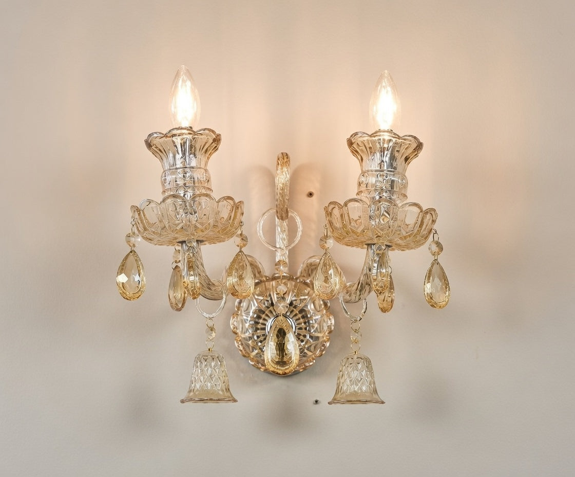 Marseille elegante amber crystals 2 light sconse
