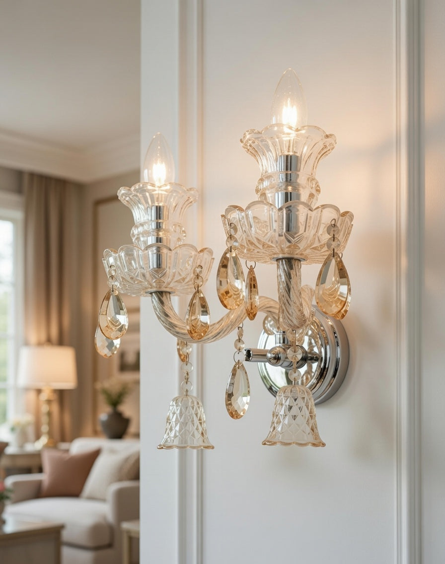 Marseille elegante amber crystals 2 light sconse