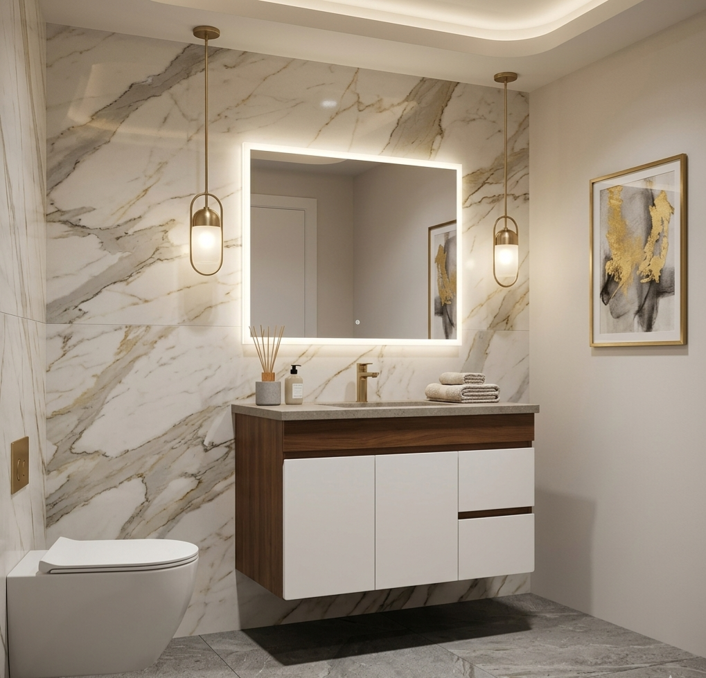 31.5'' Valence wood bathroom vanity with sink (Freestanding or Floating)