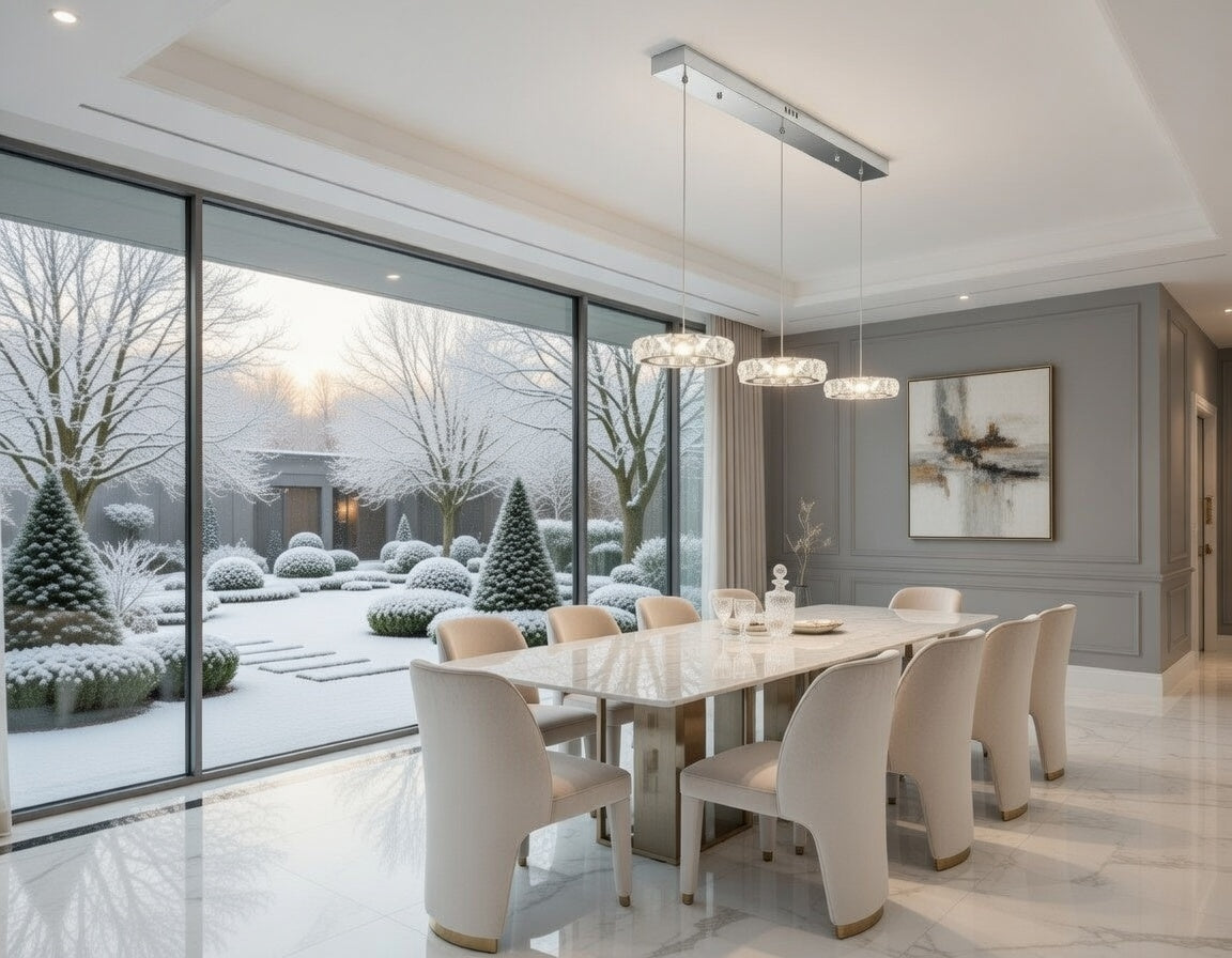 Lumière Éclatante — Modern Crystal Trio LED Pendant