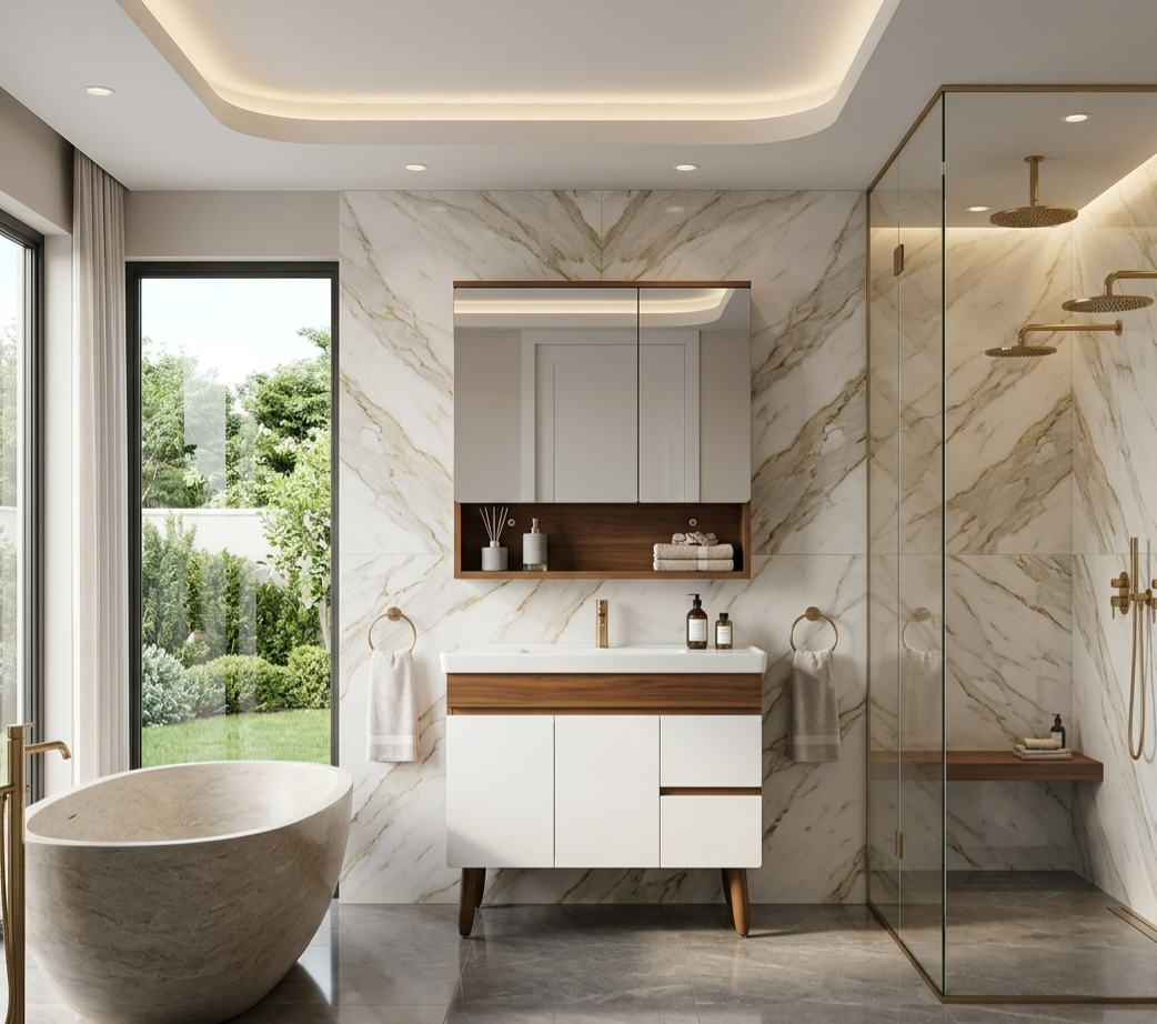 31.5'' Valence wood bathroom vanity with sink (Freestanding or Floating)