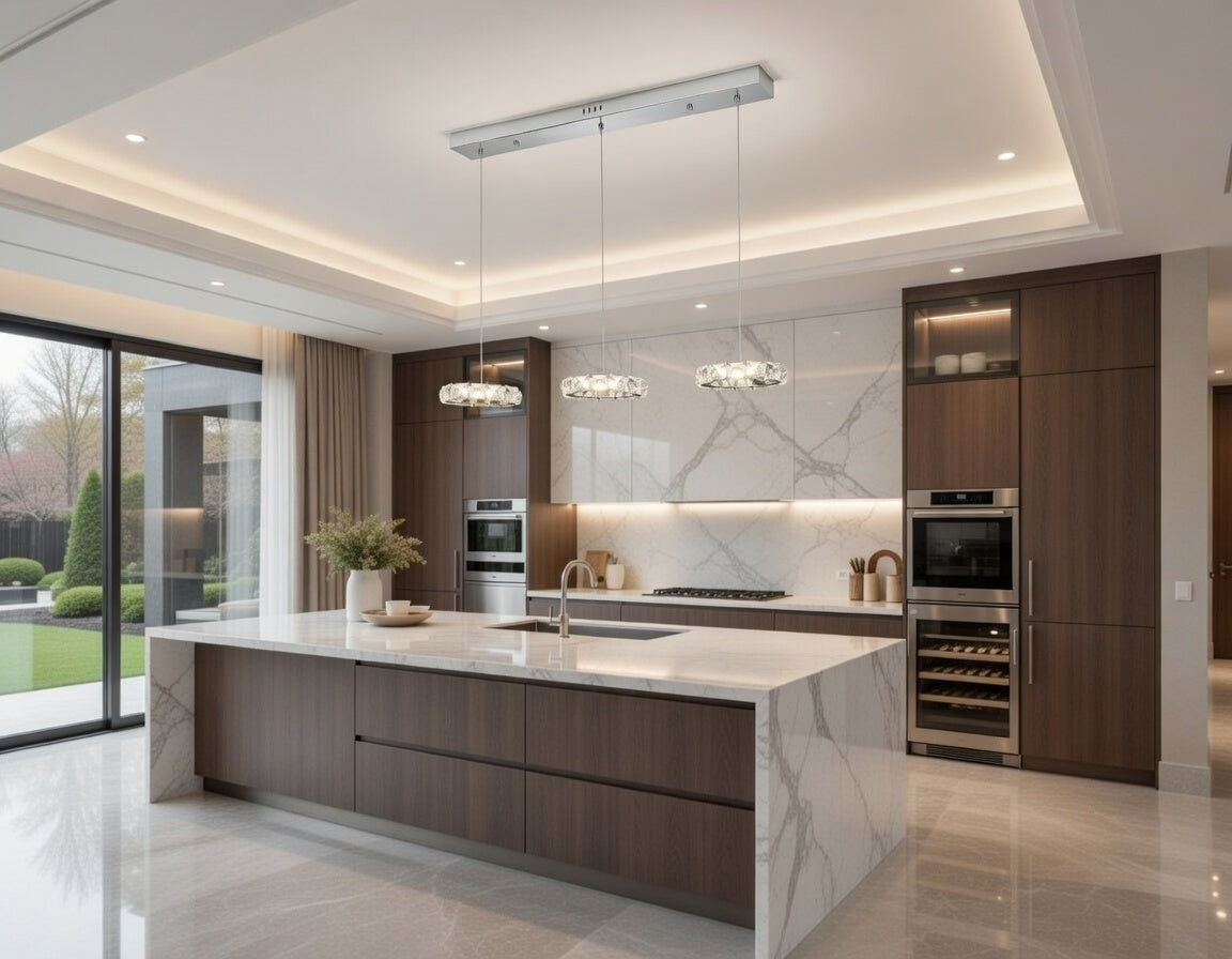 Lumière Éclatante — Modern Crystal Trio LED Pendant