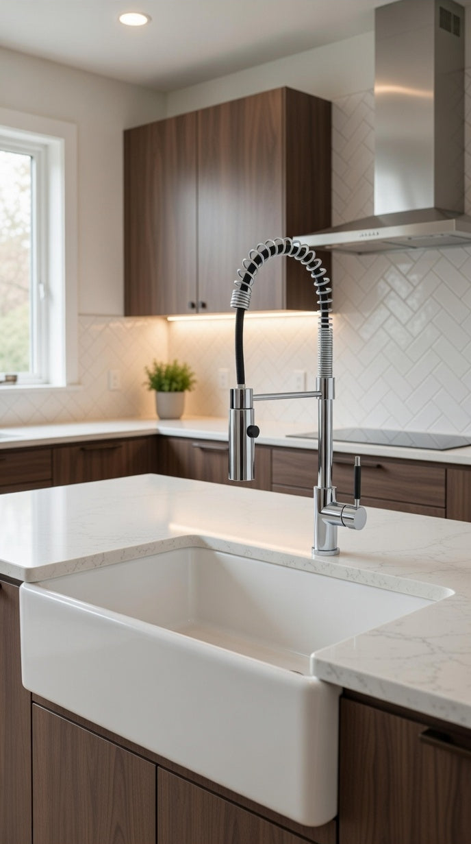 The Monaco Spring Pull-Down Kitchen Faucet – Modern Precision in Polished Chrome