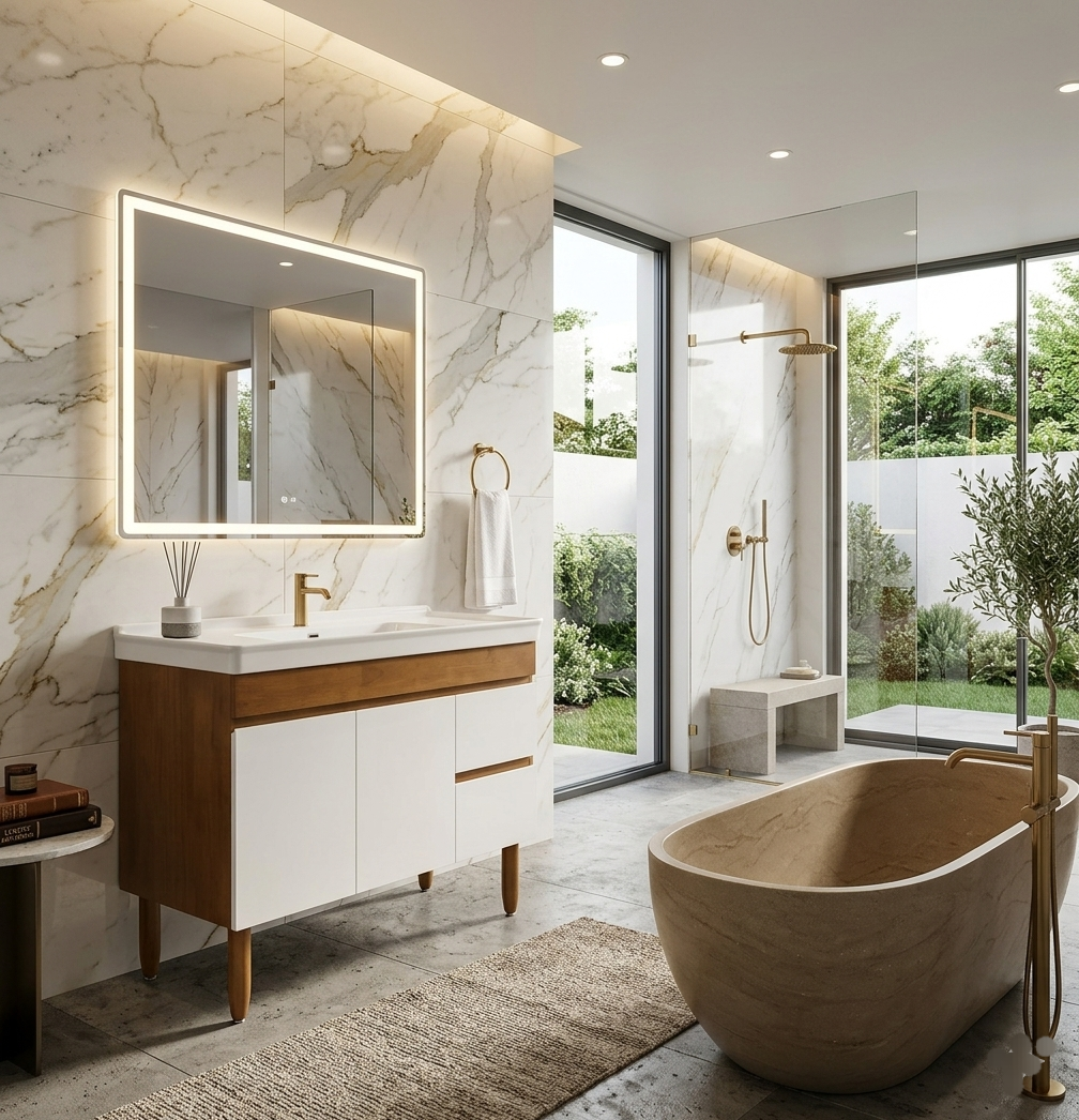 31.5'' Valence wood bathroom vanity with sink (Freestanding or Floating)
