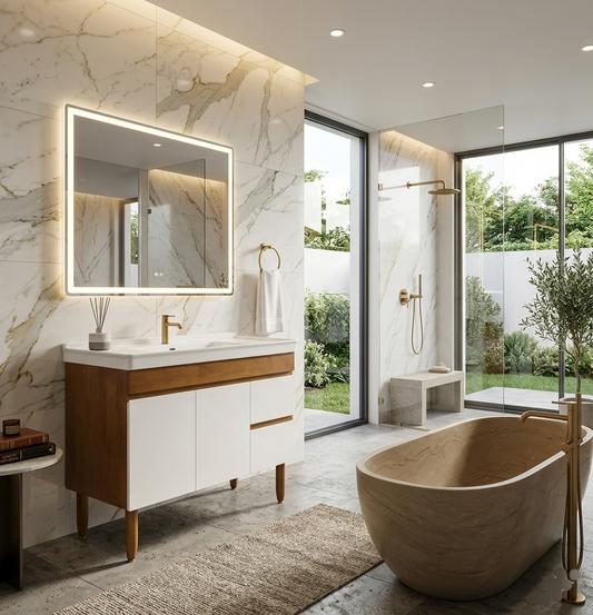 31.5'' Valence wood bathroom vanity with sink (Freestanding or Floating)
