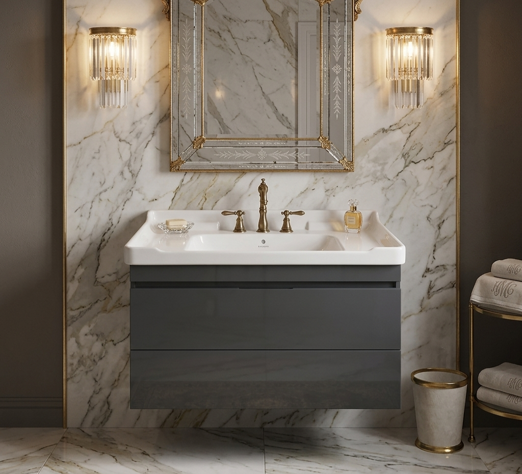 36'' Milano modern laquered floating bathroom vanity with  top