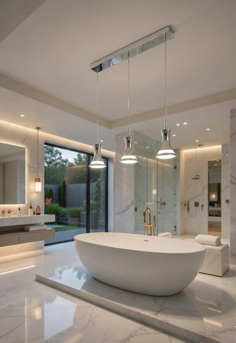 Maison Celestine chromed 3 light pendant