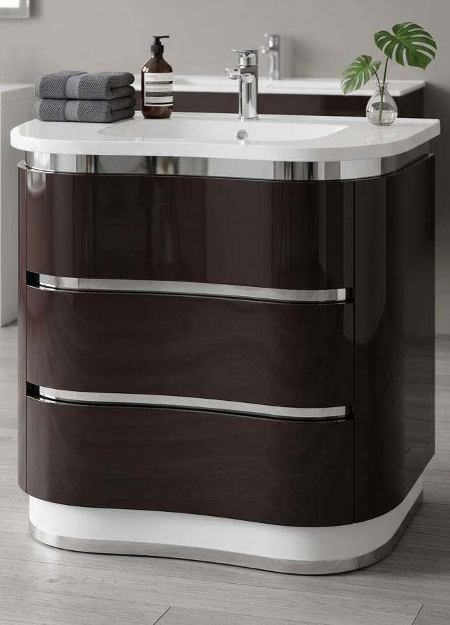 39'' Le Virage Elegant laquered The Dark Espresso Curved Vanity with  top