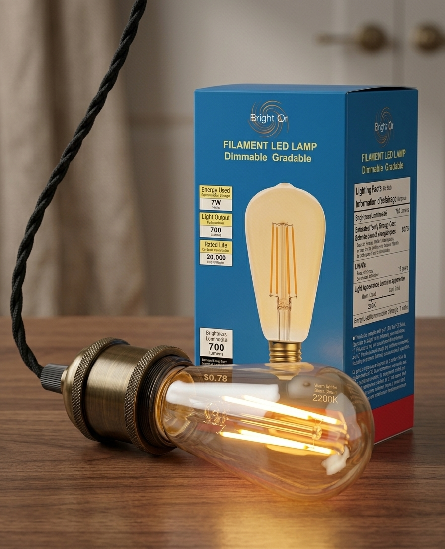 Retro Ambience, Modern Efficiency: Bright Or™ Dimmable Filament LED Lamp