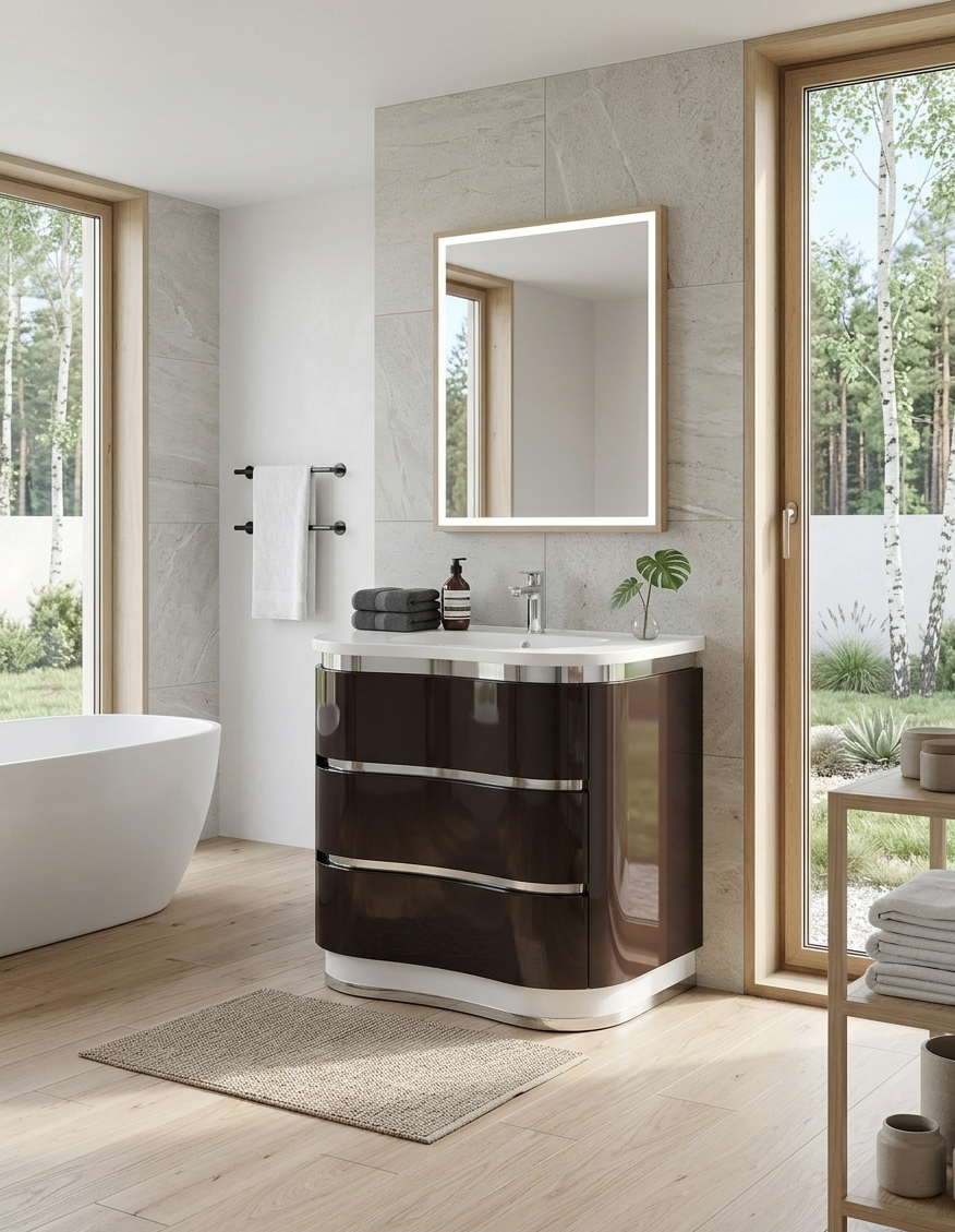 39'' Le Virage Elegant laquered The Dark Espresso Curved Vanity with  top