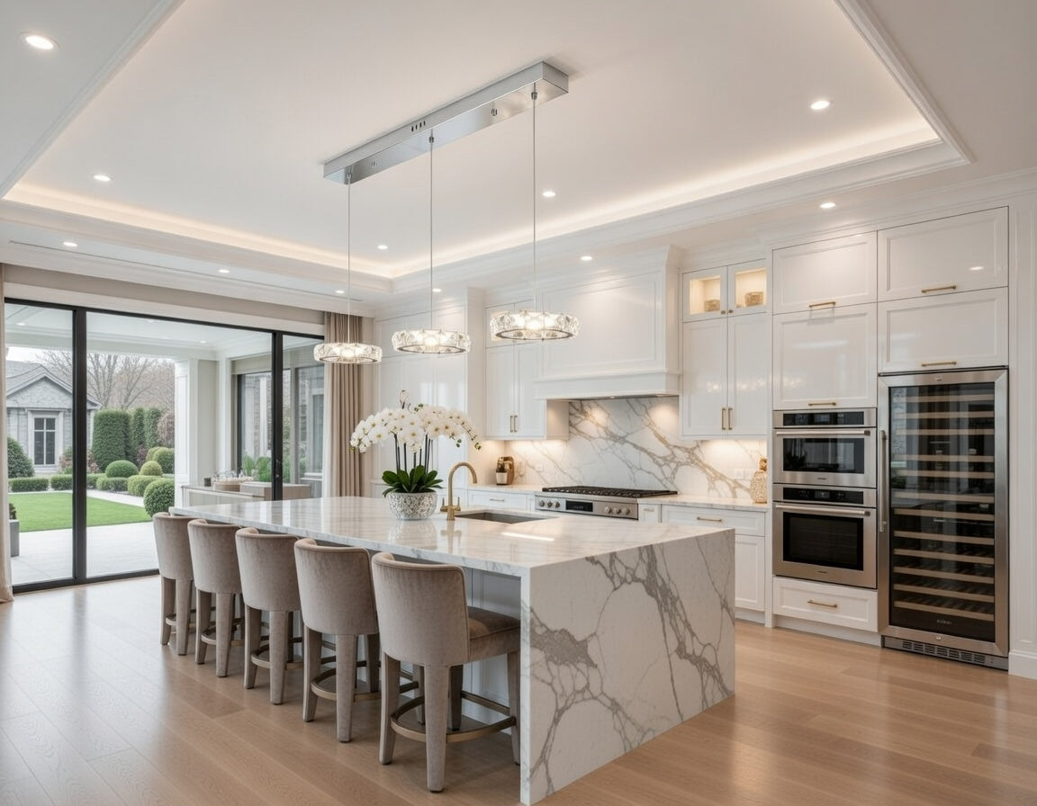 Lumière Éclatante — Modern Crystal Trio LED Pendant