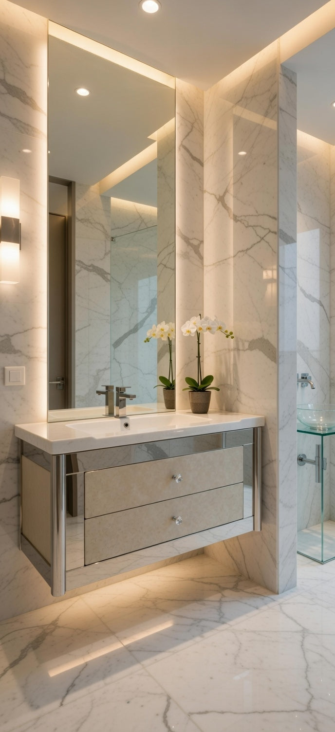 39''Lumière stainless steel Floating Vanity