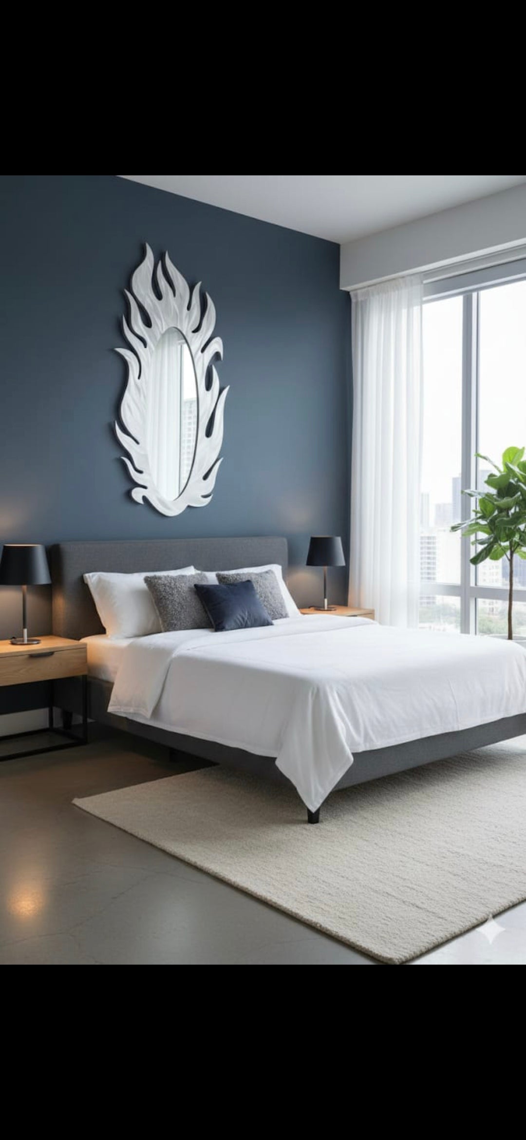 47.5 " The Phoenix Flame Mirror- Masterpiece in Sculpted Aluminum