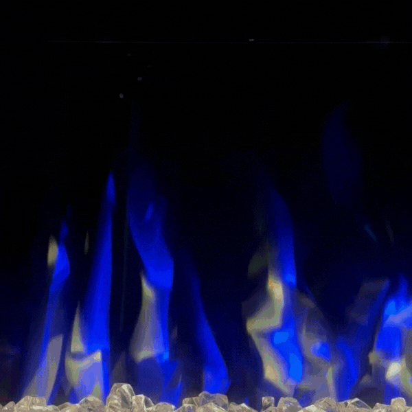 60" Crystal Electric Fireplace - panoramic full view