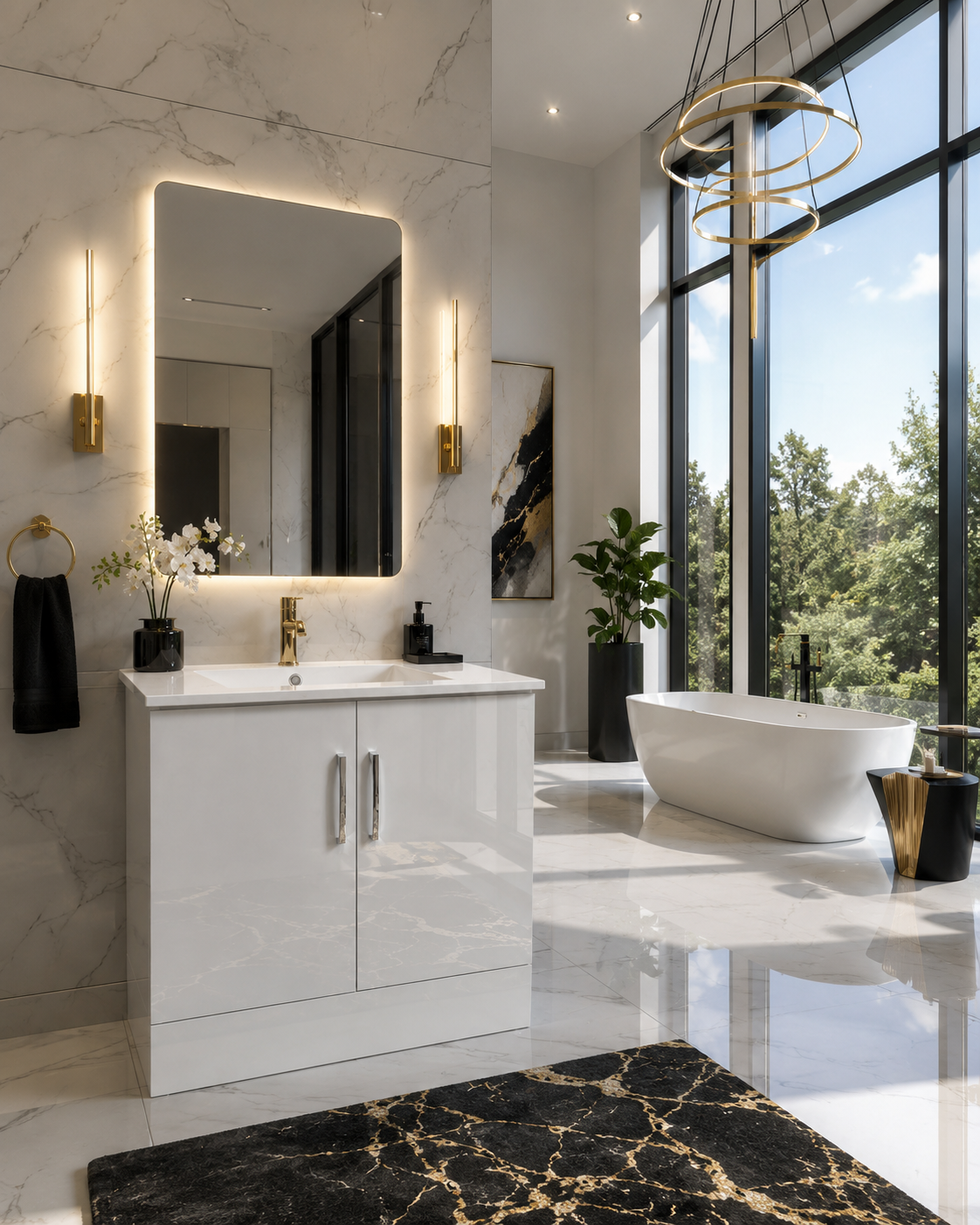 30'' Lumière Blanc – Modern European High Gloss Bathroom Vanity
