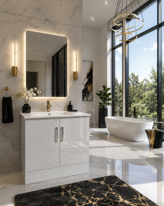 30'' Lumière Blanc – Modern European High Gloss Bathroom Vanity with integrated sink