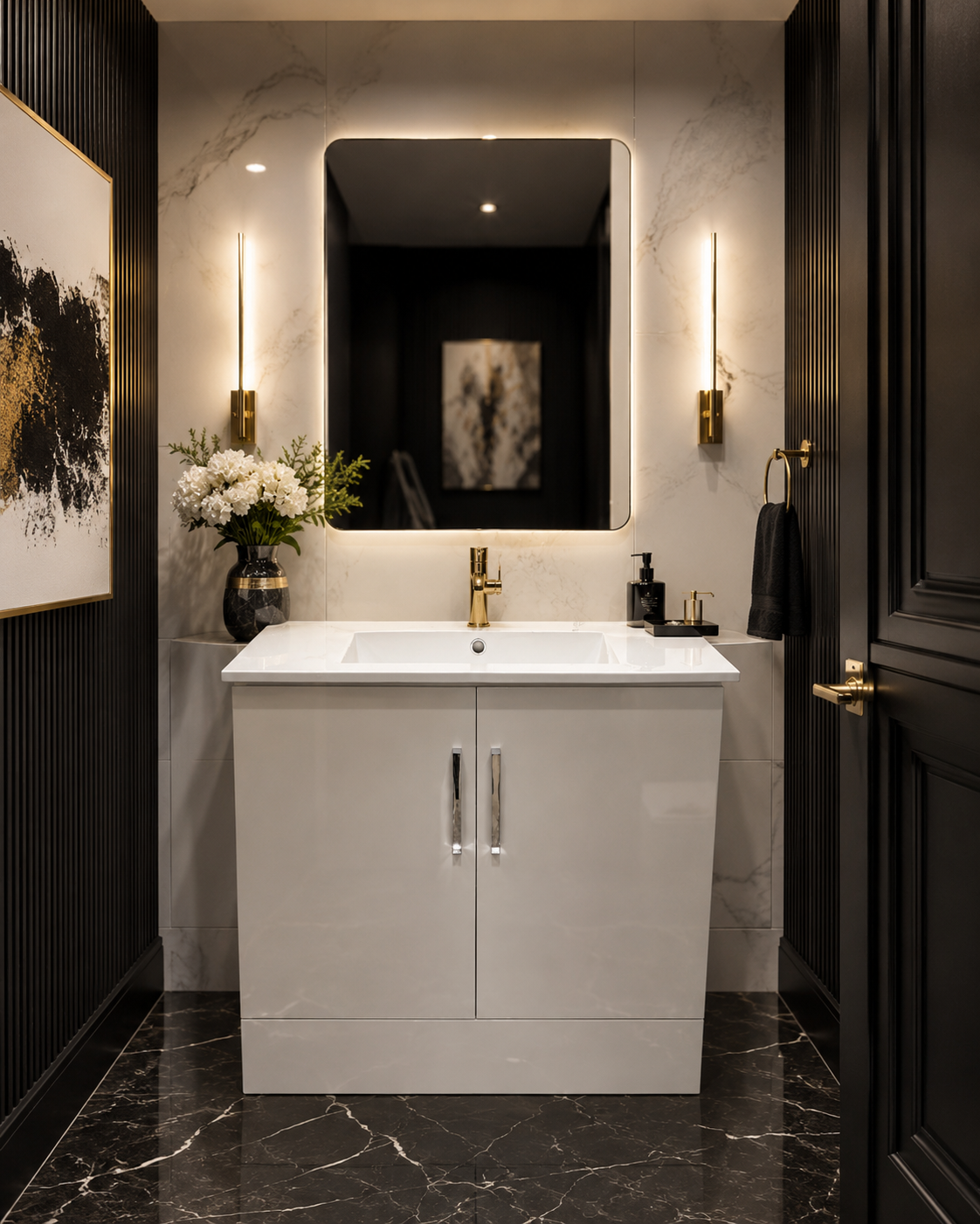 30'' Lumière Blanc – Modern European High Gloss Bathroom Vanity