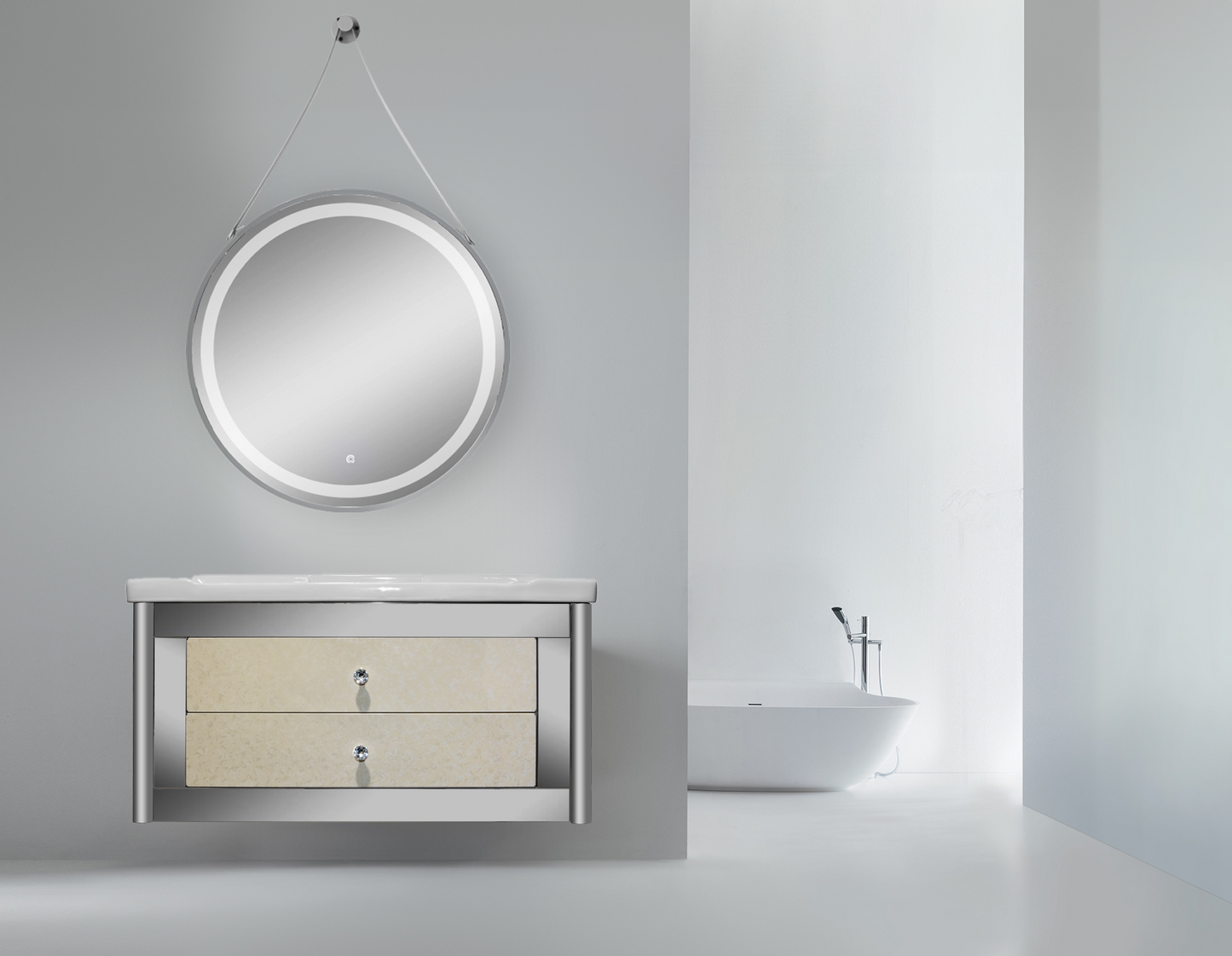 39''Lumière stainless steel Floating Vanity