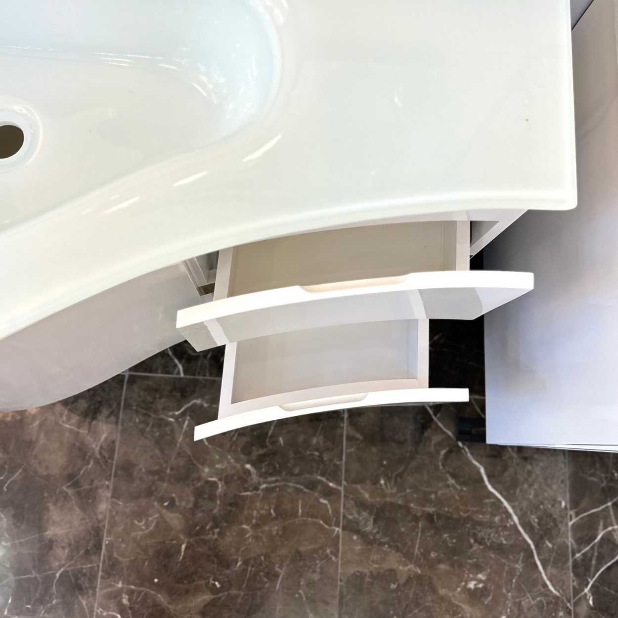 36'' Santorini white with silver bathroom vanity