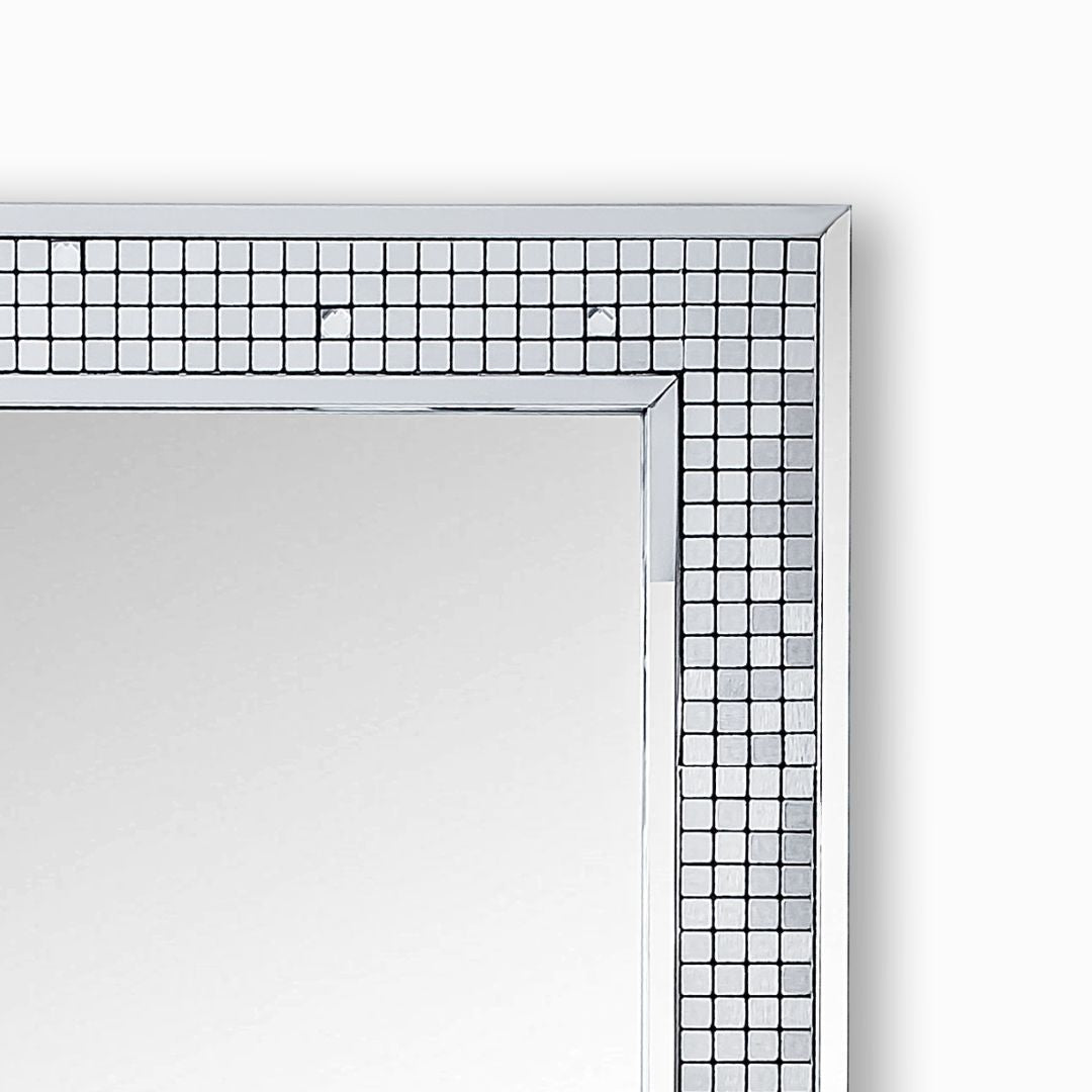 silver bathroom mirror
