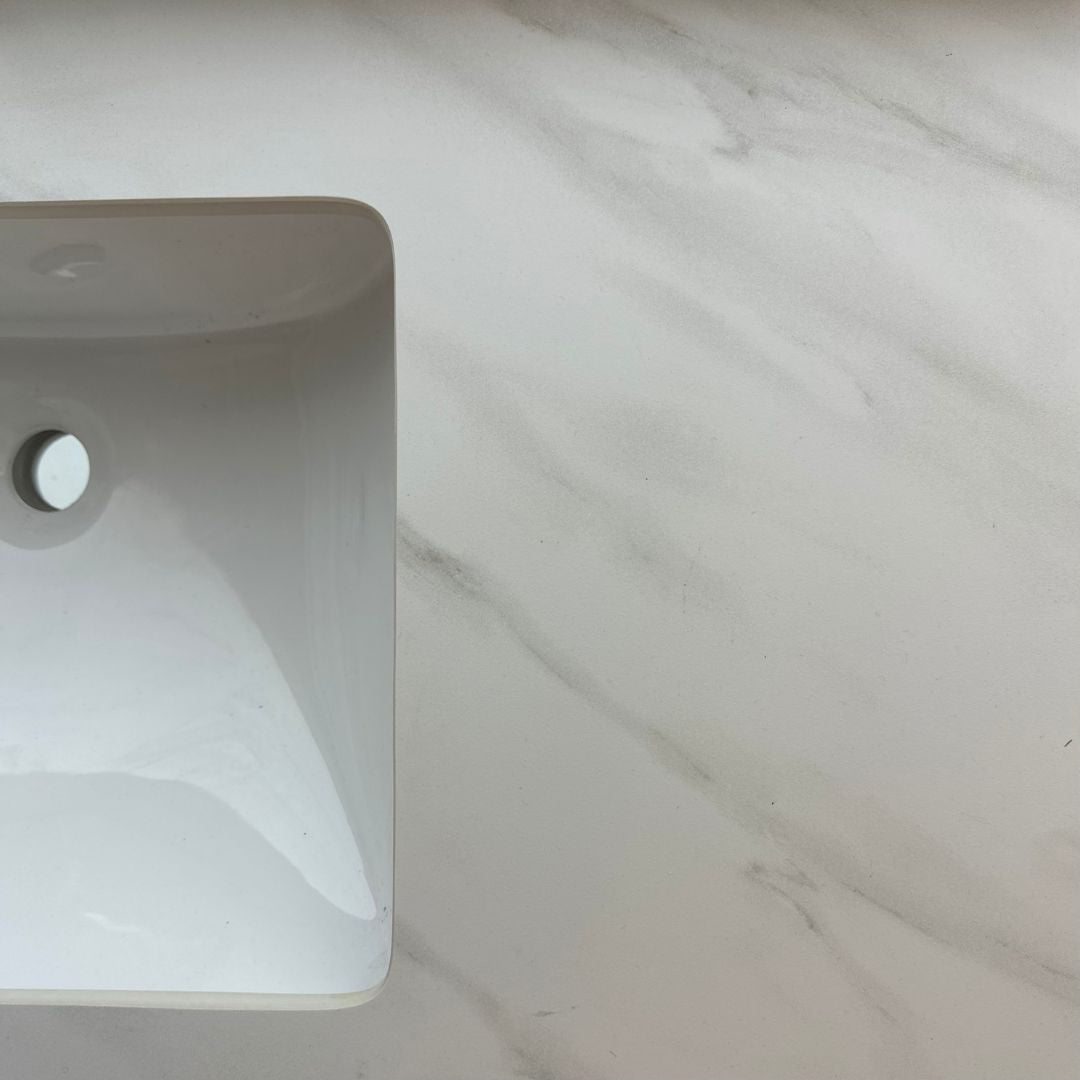 white bathroom vanities with marble top